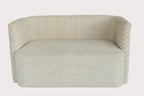 Modern Velvet Accent Sofa – Cream White 2 Seater Living Room Couch | Luxury Curved Sofa