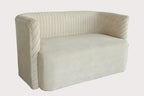 Modern Velvet Accent Sofa – Cream White 2 Seater Living Room Couch | Luxury Curved Sofa