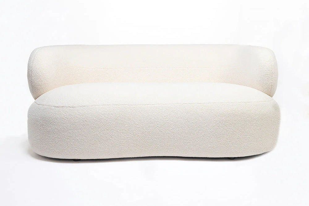 Restlooms Cloud Curve Bouclé Sofa – Modern Luxury Curved 3 Seater Sofa | Premium Cream Living Room Couch