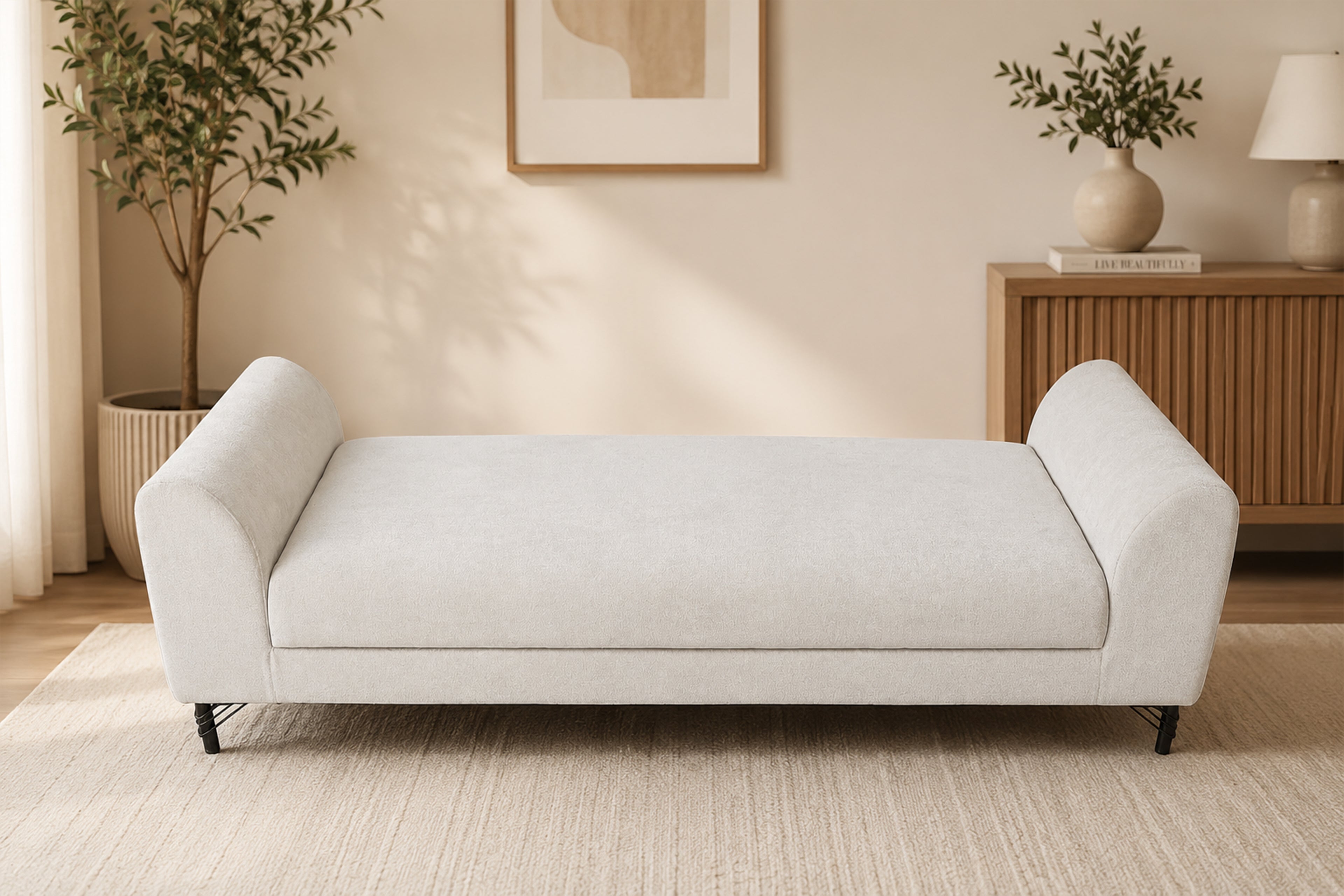 3 Seater Luxury Ivory Sofa for Modern Living Room Perfect for Home Office Guests Living Room | Premium Cream Fabric Couch for Living Room