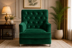 Restlooms Luxury Velvet Accent Chair – Modern Tufted Lounge Chair in Emerald Green