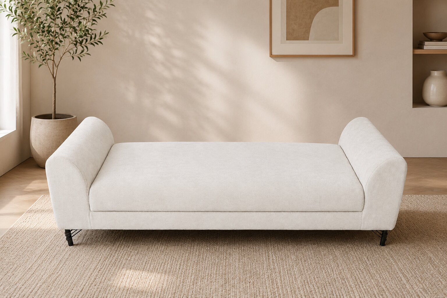 Restlooms Ivory Bouclé 3 Seater Sofa | Luxury Cream Fabric Couch