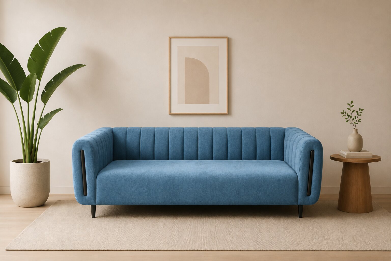 Restlooms Modern Velvet 3-Seater Sofa for Living Room | Premium Upholstered Loveseat | Compact Couch for Home & Office