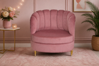 Restlooms Elegant Velvet Shell Accent Chair – Luxury Pink Lounge Sofa Chair with Gold Legs