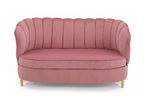 Restlooms Luxury Blush Pink Velvet Sofa – Modern Curved Accent Couch with Gold Legs