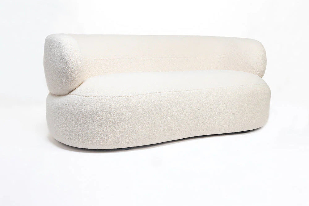 Restlooms Cloud Curve Bouclé Sofa – Modern Luxury Curved 3 Seater Sofa | Premium Cream Living Room Couch