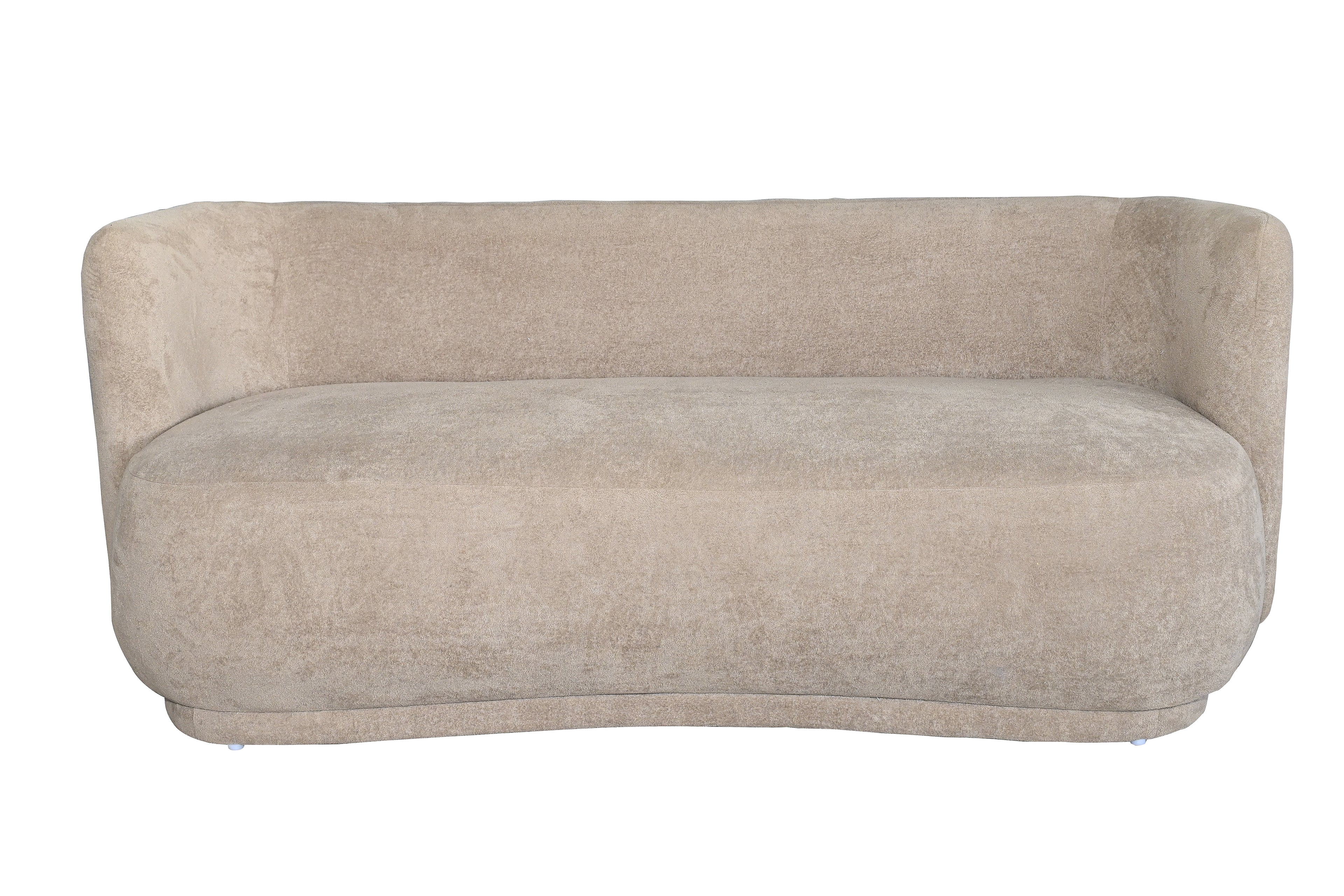 Restlooms Modern Curved Bouclé Sofa – Cream Beige | 3 Seater