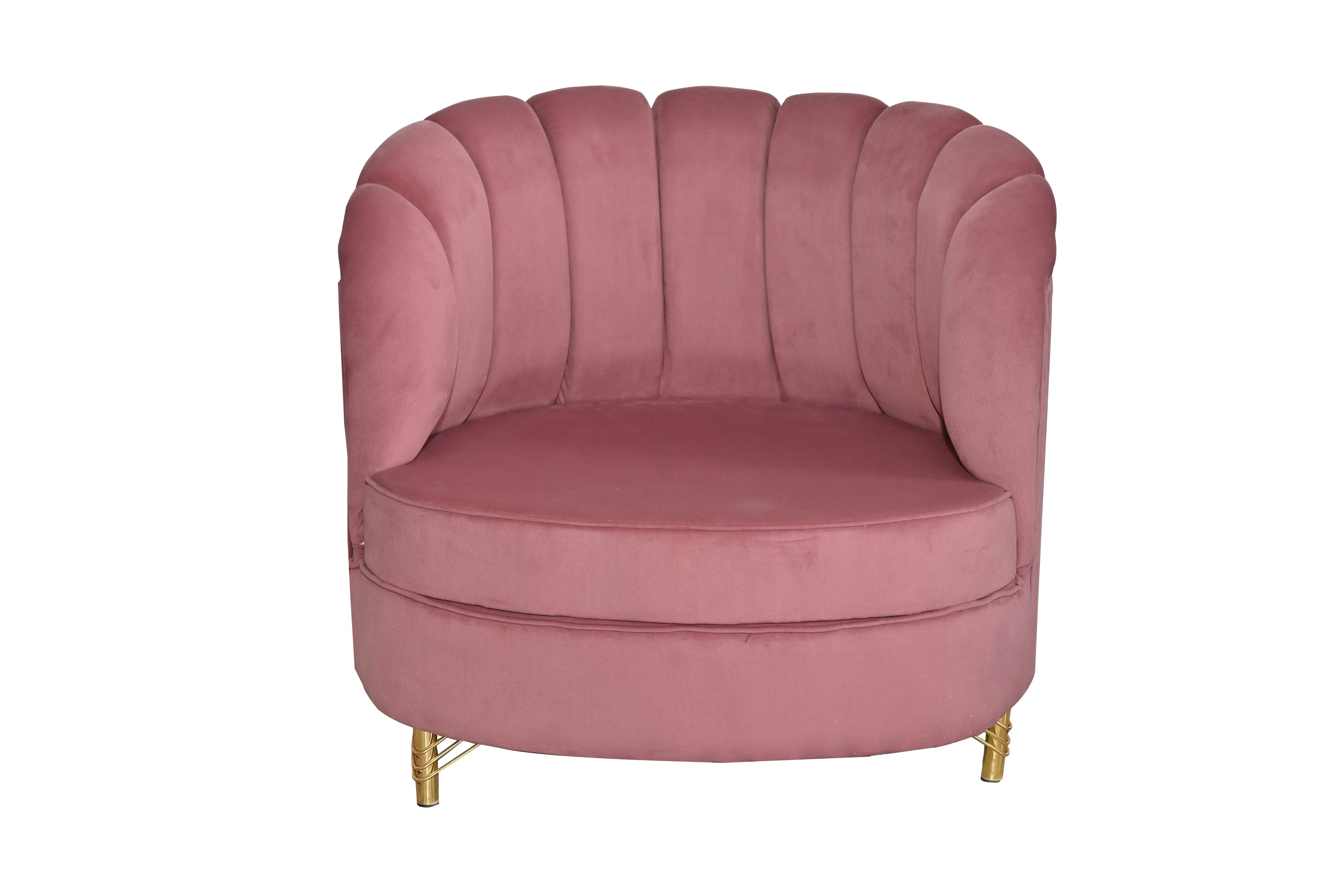 Elegant Velvet Shell Accent Chair – Luxury Pink Lounge Sofa Chair with Gold Legs