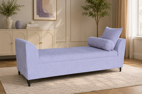Modern 3-Seater Lavender Sofa with Bolster & Throw Pillow – Elegant Living Room Couch
