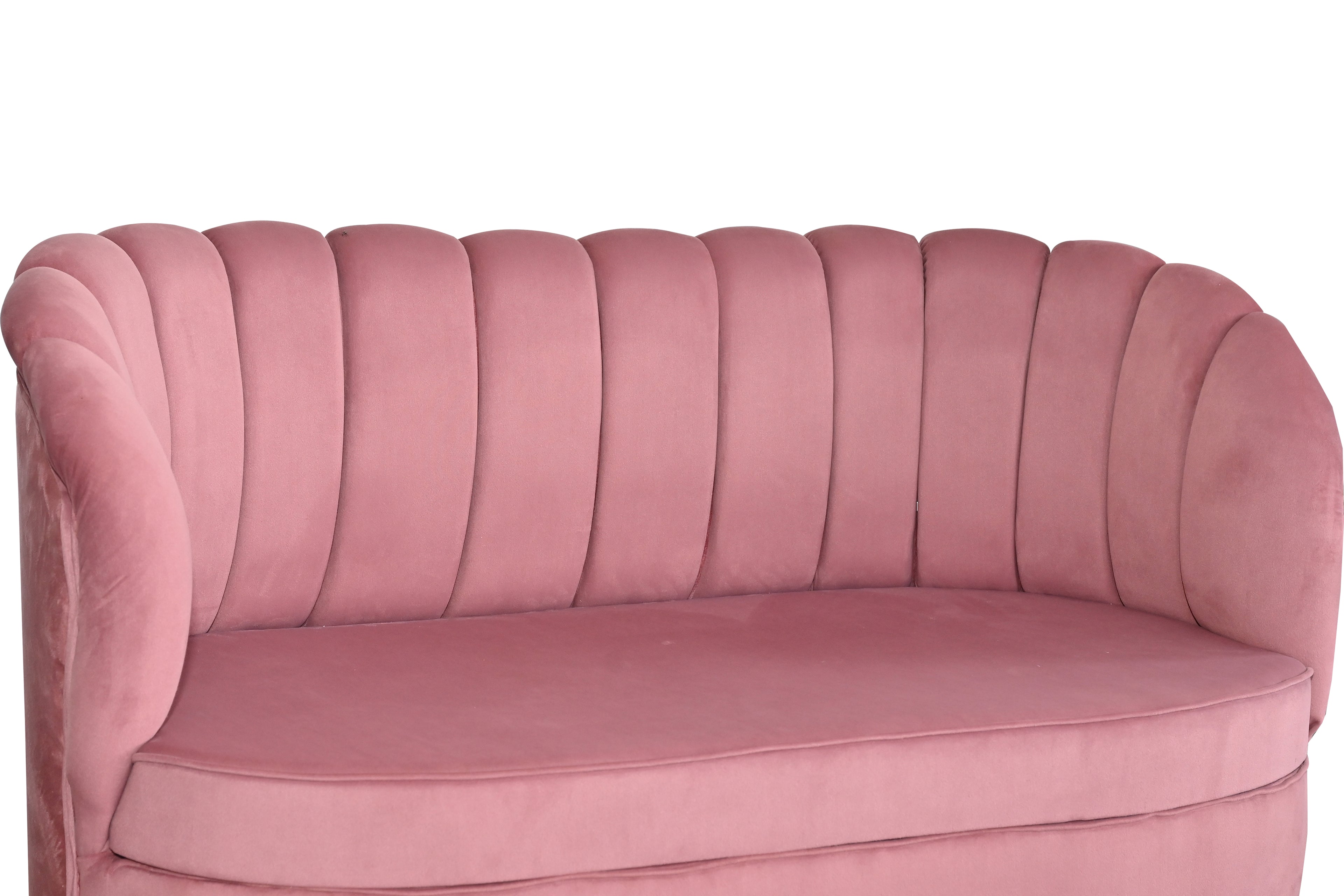 Luxury Blush Pink Velvet Sofa – Modern Curved Accent Couch with Gold Legs