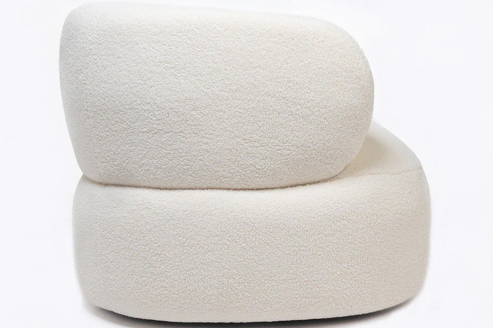 Restlooms Cloud Curve Bouclé Sofa – Modern Luxury Curved 3 Seater Sofa | Premium Cream Living Room Couch
