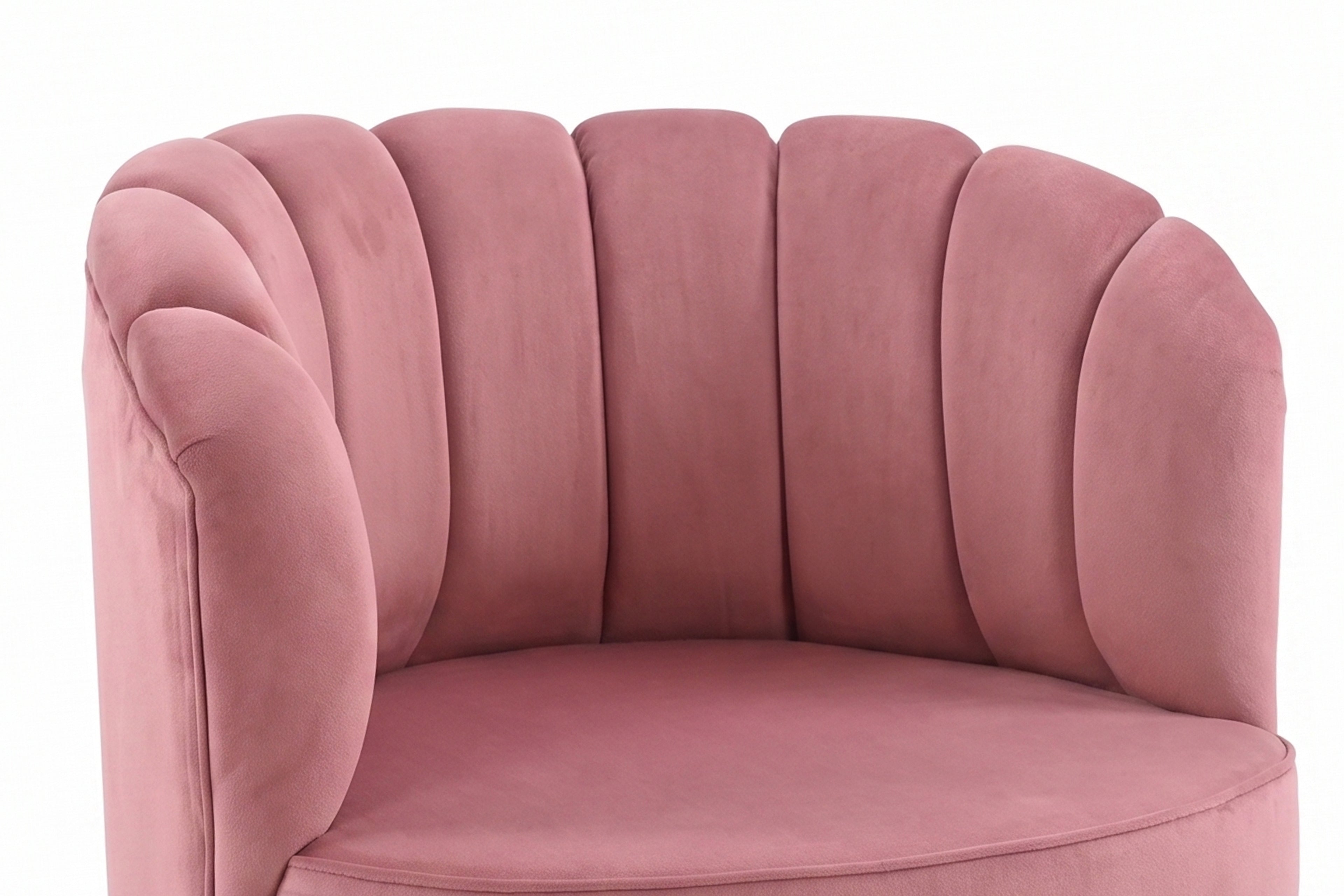 Elegant Velvet Shell Accent Chair – Luxury Pink Lounge Sofa Chair with Gold Legs