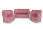 Restlooms Luxury Blush Pink Velvet Sofa – Modern Curved Accent Couch with Gold Legs