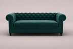 Restlooms Royal Chesterfield Velvet Sofa 3 Seater – Dark Teal | Luxury Living Room Furniture