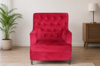 Luxury Velvet Accent Chair – Modern Tufted Lounge Chair in Ruby Red