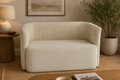 Modern Velvet Accent Sofa – Cream White 2 Seater Living Room Couch | Luxury Curved Sofa