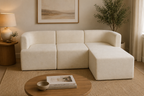 Modern Curved Modular L-Shape Sofa – Premium Ivory Sectional Couch