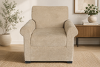 Modern Single Seater Sofa | Beige Fabric Sofa for Bedroom & Living Room