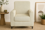 Modern Ivory Fabric Sofa with Metal Legs – Luxury Accent Sofa