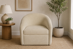 Modern Bouclé Swivel Accent Sofa Cream | Cozy Living Room Sofa