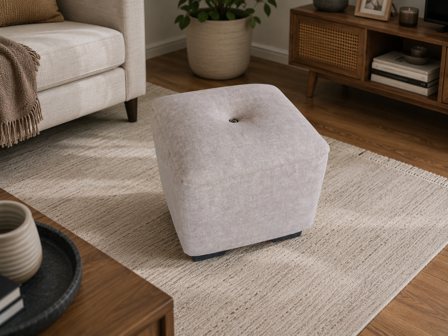 Restlooms  Premium Floral Storage Ottoman Stool with Cushion | Multipurpose Footrest