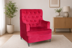 Luxury Velvet Accent Chair – Modern Tufted Lounge Chair in Ruby Red