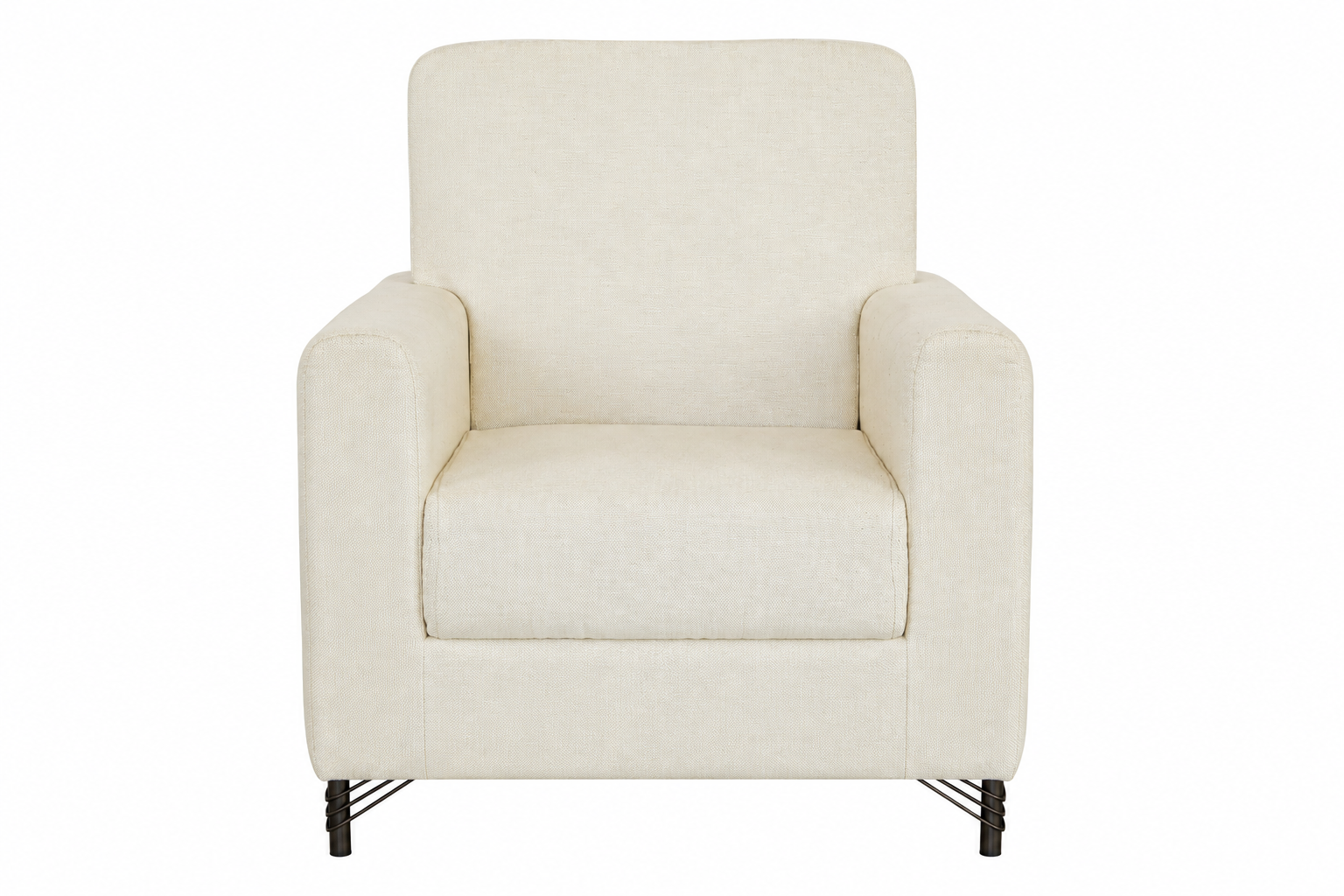 Modern Ivory Fabric Sofa with Metal Legs – Luxury Accent Sofa
