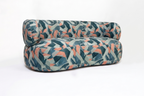 Restlooms Modern Curved 3 Seater Geometric Print Fabric Sofa | Designer Living Room Couch