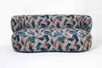 Restlooms Modern Curved 3 Seater Geometric Print Fabric Sofa | Designer Living Room Couch